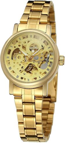 SENRUD Luxury Women Automatic Watch Ladies White Leather Waterproof Automatic Mechanical Skeleton Watch in Saudi Arabia