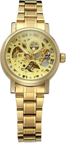 SENRUD Luxury Women Automatic Watch Ladies White Leather Waterproof Automatic Mechanical Skeleton Watch in Saudi Arabia