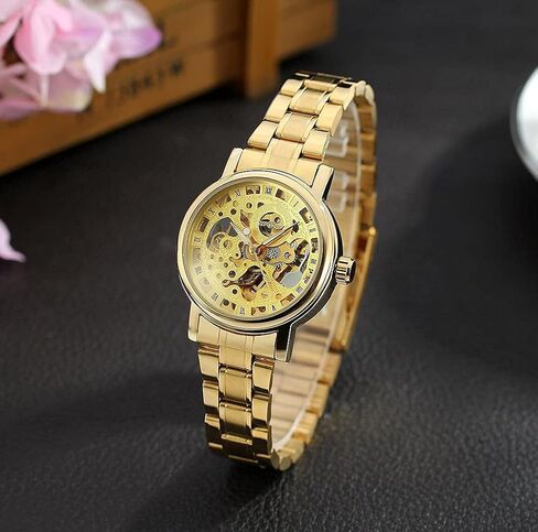 SENRUD Luxury Women Automatic Watch Ladies White Leather Waterproof Automatic Mechanical Skeleton Watch in Saudi Arabia