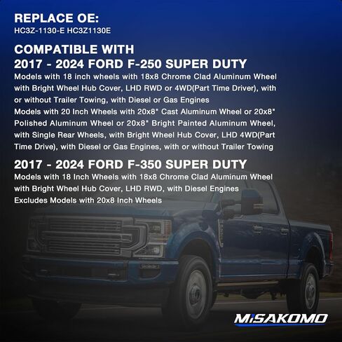 غطاء محور العجلة الأمامي والخلفي من الكروم متوافق مع Ford F-250 F-350 Super Duty 2017-2024 استبدال # HC3Z-1130-E HC3Z1130E in Saudi Arabia