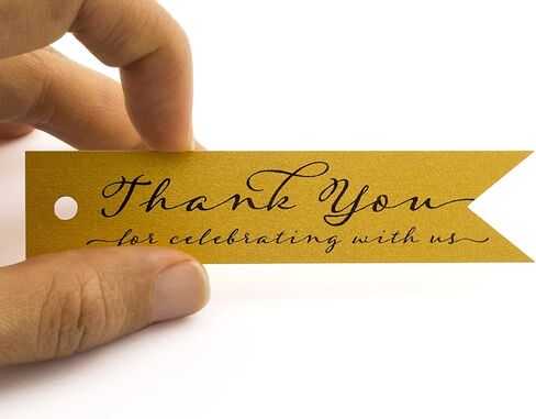 Summer-Ray 100pcs Mini Pennant Flag Ivory/Cream Wedding Favor Gift Tags Thank You for Celebrating with Us in Saudi Arabia