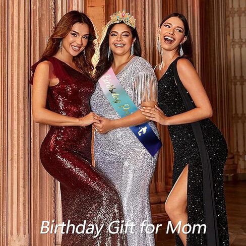 VELSCRUN Green Crystal Birthday Tiara Crowns for Women Girls Elegant Princess Crown Headband Birthday Girls Sash Happy Birthday Princess Party Decorations Birthday Cake Topper Hair Accessories in Saudi Arabia