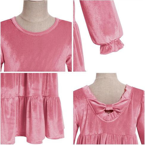 IBAKOM Girl Velvet Christmas Dress Long Sleeve Fall Winter Wedding Toddler Formal Dresses Ruffle Holiday Kids Xmas Outfits in Saudi Arabia