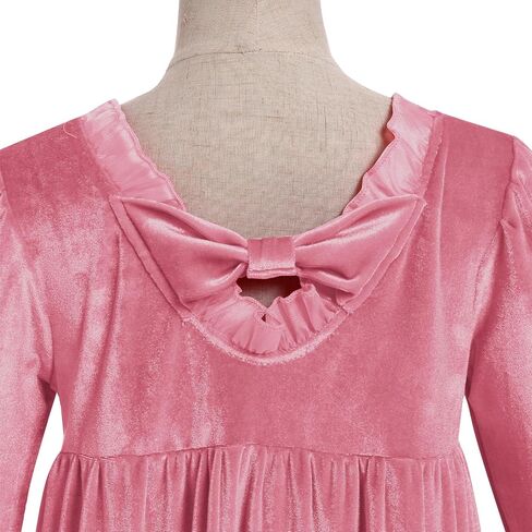 IBAKOM Girl Velvet Christmas Dress Long Sleeve Fall Winter Wedding Toddler Formal Dresses Ruffle Holiday Kids Xmas Outfits in Saudi Arabia