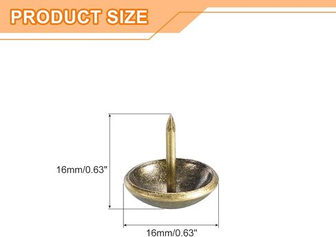 uxcell Upholstery Tacks Nail Pins Furniture, 50Pcs 16x16mm Thumb Tack Pins Assortment Kit Carbon Steel for Home Sofa DIY Decorative Nail Heads Nails, Yellow Bronze in Saudi Arabia
