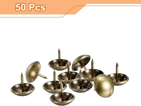 uxcell Upholstery Tacks Nail Pins Furniture, 50Pcs 16x16mm Thumb Tack Pins Assortment Kit Carbon Steel for Home Sofa DIY Decorative Nail Heads Nails, Yellow Bronze in Saudi Arabia