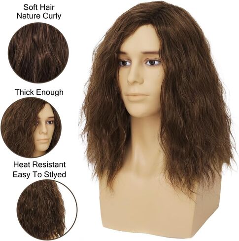 شعر مستعار رمادي 80s للرجال شعر مستعار طويل مجعد البوري 70s شعر مستعار رمادي حفلة معدنية ثقيلة شعر مستعار مضحك زي شعر مستعار in Kuwait