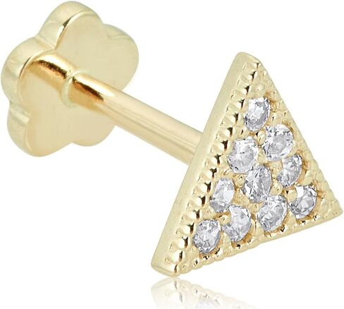 AVORA 14K Gold Clustered Simulated Diamond CZ Triangle Cartilage Piercing Flat Back Earring Body Jewelry (18 Gauge) in Saudi Arabia