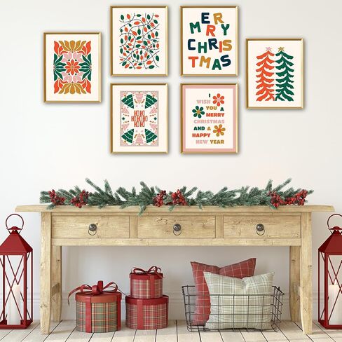 WINDVALE Pine Tree Wall Art, 8" x 10" Botanical Poster Winter Decor,Vintage Farmhouse Christmas Wall Decor,Christmas Pictures for Holiday Bathroom Bedroom Winter Room Decor (UNFRAMED) in Saudi Arabia