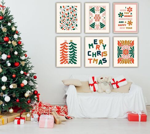 WINDVALE Pine Tree Wall Art, 8" x 10" Botanical Poster Winter Decor,Vintage Farmhouse Christmas Wall Decor,Christmas Pictures for Holiday Bathroom Bedroom Winter Room Decor (UNFRAMED) in Saudi Arabia