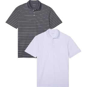 DEVOPS Men's Regular-Fit Quick-Dry Performance Golf Polo Shirts (Pack of 2)