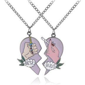 Necklace for Best Buds Friends 2 Set Teen Girls BFF Chic Heart Split Cigarette Lighter Matching Pendant Necklaces Friendship Birthday Gifts