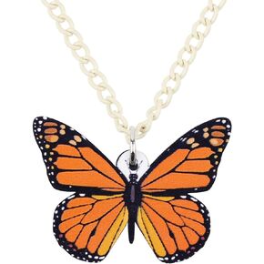 DOWAY Acrylic Monarch/Tiger Swallowtail/Danaus Chrysippus/Pieridae Butterfly Necklace Pendant Charms Spring Summer Insect Jewelry for Women Girls Party Gifts