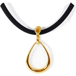 DEAROK Classic Teardrop Necklace Pendant for Women Stainless Steel Black Pendant Necklace for Girls 20 Inchs 6mm Silicone Chunky Pendant DIY Fashion Necklack Friendship Gifts
