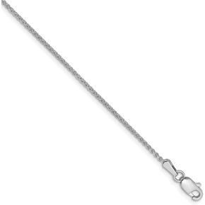 14k White Gold 1.2mm Solid Diamond-Cut Spiga Chain Necklace - with Secure Lobster Lock Clasp