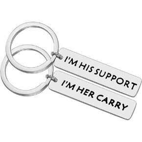 Couple Gifts His and Her Keychain Set Valentine Gift I'm Her Carry I'M His Support Keyring Game Players Couple Gifts Christmas Birthday Gift for Husband Wife Boyfriend Girlfriend Couple Jewelry