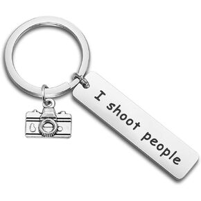 ENSIANTH Photographer Gift I Shoot People Keychain Photography Gift Camera Keychain