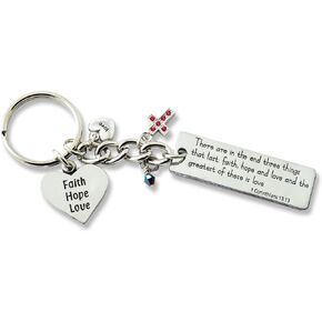 Cathedral Art (Abbey & CA Gift Faith, Hope, Love Key Ring Bling, Silver 4.50" x 0.20" x 1"
