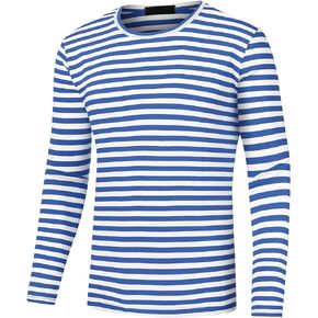 Lars Amadeus Striped T-Shirt for Men's Casual Crew Neck Long Sleeves Basic Pullover Tee Tops