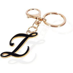 LAXPICOL Black Enamel Letter A-Z Keychain for Women Men Purse Handbags Metal Alphabet Initial Letter Key Ring Keychain in Kuwait