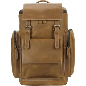 Masa Kawa Leather Backpack for Men 15.6 Inch Laptop Bag Large Vintage Hiking Daypack Business Travel Rucksack in Kuwait