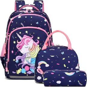 Meisohua Girls School Backpack Set Unicorn Backpack Lightweight Kids School Bookbag Girls Casual Daypack