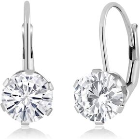 14K White Gold Dangle Earrings Set Round Forever Classic Faint Color 1.60cttw Moissanite from Charles & Colvard