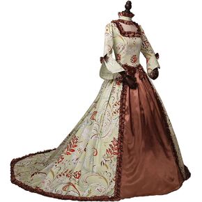 Women's Renaissance Marie Antoinette Ball Gown Victorian Medieval Floral Print Halloween Party Costume