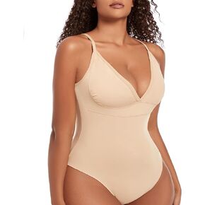 Shapewear Bodysuit Tummy Control Bodysuit Thong V Neck Body Shaper Bodysuit Slimming Body Suits Top for Women