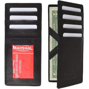 Mens Leather Magic Wallet ID Window Credit Cards Clip Money Holder Bifold Black