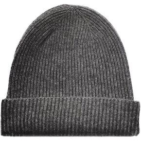 iMongol Pure Cashmere Fisherman Ribbed Beanie Hat Skull Cap for Women Men Unisex in 3ply Yarns, Made by Prime Cashmere Yarns