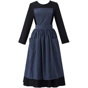 Classic Film Sound of Music Maria Costume Dress Women's Nun Black Dress with Gray Apron