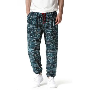 Mens Harem Pants Floral Paisley Print Casual Cotton Streetwear Hippie Yoga Pants