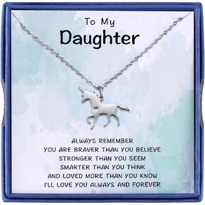 MIXJOY Cute Unicorn Necklace&Message Card for Teen Daughter Granddaughter Niece, Unicorn Lovers Magical Horse Pony Jewelry for Girls