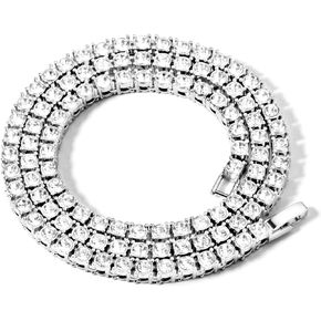 Diamond Tennis Necklaces for Women 4mm Silver Diamond Cubic Zirconia Tennis Chain for Men Women 20" and 22"