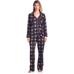 Ashford & Brooks Women's Long Sleeve Minky Micro Fleece Pajama Set