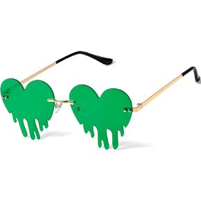 Drippy Heart Shaped Sunglasses Rave Festival Glasses Melting Heart Drip Sunglasses for Women and Men