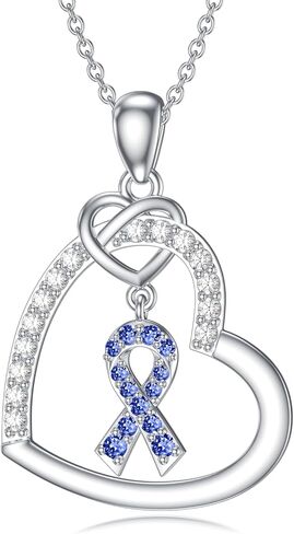 AOBOCO Sterling Silver Breast Cancer Awareness Necklace Survive Ribbon Pink Ribbon Pendant Gifts for Women in Saudi Arabia