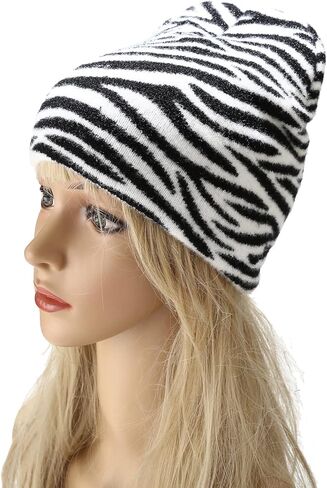 جويليف Zebra Print Beanie Hat أبيض in Kuwait