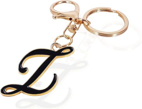 LAXPICOL Black Enamel Letter A-Z Keychain for Women Men Purse Handbags Metal Alphabet Initial Letter Key Ring Keychain in Kuwait