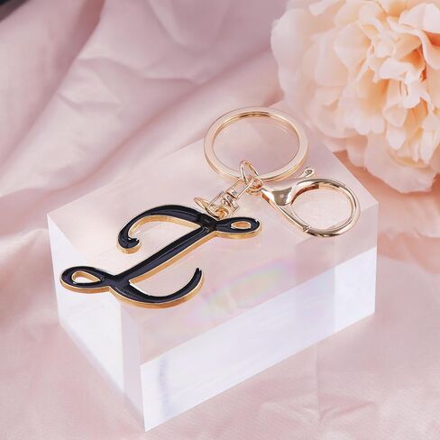 LAXPICOL Black Enamel Letter A-Z Keychain for Women Men Purse Handbags Metal Alphabet Initial Letter Key Ring Keychain in Kuwait