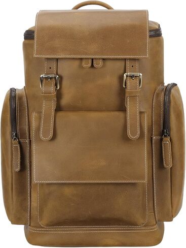 حقيبة ظهر جلدية من Masa Kawa للرجال مقاس 15.6 بوصة، حقيبة كمبيوتر محمول كبيرة الحجم للتنزه سيرًا على الأقدام وحقيبة ظهر للعمل والسفر in Kuwait