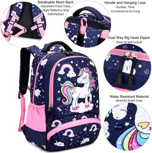 Meisohua Girls School Backpack Set Unicorn Backpack Lightweight Kids School Bookbag Girls Casual Daypack in Kuwait