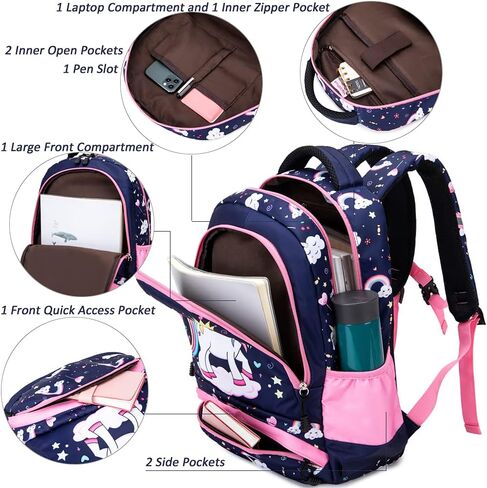 Meisohua Girls School Backpack Set Unicorn Backpack Lightweight Kids School Bookbag Girls Casual Daypack in Kuwait