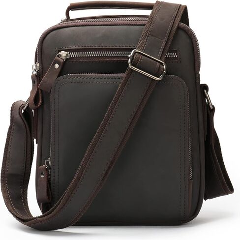 محفظة رجالية من جلد البقر من شركة نيوك، حقيبة كروسبودي من الجلد الطبيعي للرجال حقائب سفر الكتف مع حزام جلدي ومقبض علوي in Kuwait