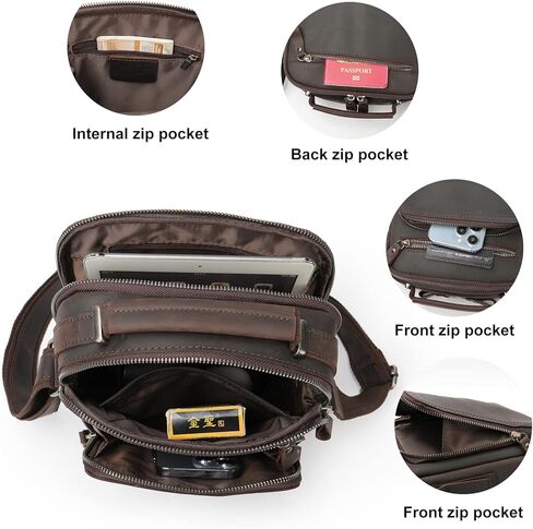 محفظة رجالية من جلد البقر من شركة نيوك، حقيبة كروسبودي من الجلد الطبيعي للرجال حقائب سفر الكتف مع حزام جلدي ومقبض علوي in Kuwait