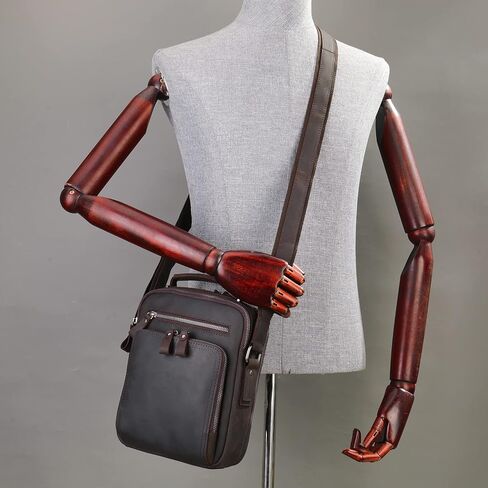 محفظة رجالية من جلد البقر من شركة نيوك، حقيبة كروسبودي من الجلد الطبيعي للرجال حقائب سفر الكتف مع حزام جلدي ومقبض علوي in Kuwait