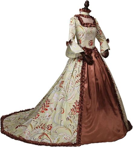 Women's Renaissance Marie Antoinette Ball Gown Victorian Medieval Floral Print Halloween Party Costume in Kuwait