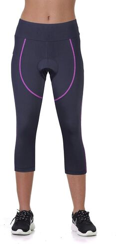 بنطلون نسائي لركوب الدراجات مبطن 3D ضيق مضغوط، سروال طويل لركوب الدراجات مع حزام عريض in Kuwait