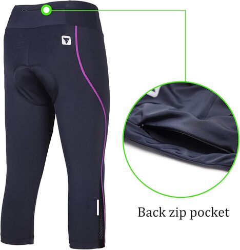 بنطلون نسائي لركوب الدراجات مبطن 3D ضيق مضغوط، سروال طويل لركوب الدراجات مع حزام عريض in Kuwait